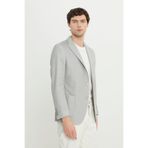 ALTINYILDIZ CLASSICS Erkek Gri 360 Her Yöne Esneyen Pamuklu Slim Fit Kırlangıç Yaka Armürlü Blazer Ceket
