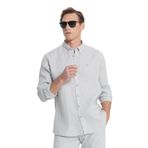 ALTINYILDIZ CLASSICS Erkek Gri Comfort Fit Rahat Kesim%100 Keten Düğmeli Yaka Gömlek