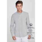 Altınyıldız Classics Erkek Gri Kolay Ütülenebilen %100 Pamuk Nefes Alabilen Terletmez Slim Fit Gömlek - XL