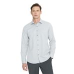 ALTINYILDIZ CLASSICS, Erkek Gri Kolay Ütülenebilir Pamuklu Slim Fit Dar Kesim Düğme Yaka Gofre Desenli Gömlek, Gri, S
