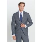 Altınyıldız Classics Erkek Gri-Mavi Slim Fit Dar Kesim Kareli Takım Elbise - 46 - Gri - Mavi - 6 Drop