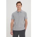 ALTINYILDIZ CLASSICS Erkek Gri Melanj %100 Pamuk Kıvrılmaz Pike Polo Yaka Slim Fit Dar Kesim Tişört