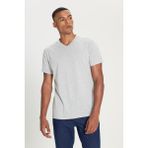 Altınyıldız Classics Erkek Gri Melanj Pamuklu Slim Fit Dar Kesim V Yaka Tişört - XS