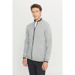 Altınyıldız Classics Erkek Gri Melanj Standart Fit Normal Kesim Dik Yaka Triko Ceket - XL