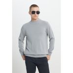 ALTINYILDIZ CLASSICS Erkek Gri Melanj Tüylenme Yapmayan Standart Fit Normal Kesim Yarım Balıkçı Yaka Triko Kazak - 2XL
