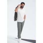 Altınyıldız Classics Erkek Gri Slim Fit Dar Kesim Beli Bağlamalı Yan Cep Gofre Desenli Pantolon - 46