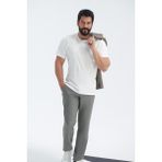 Altınyıldız Classics Erkek Gri Slim Fit Dar Kesim Beli Bağlamalı Yan Cep Gofre Desenli Pantolon - 50