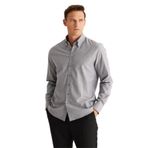 ALTINYILDIZ CLASSICS Erkek Gri Slim Fit Dar Kesim Düğmeli Yaka %100 Pamuk Oxford Gömlek