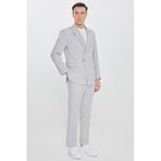 ALTINYILDIZ CLASSICS Erkek Gri Slim Fit Kırlangıç Yaka Kapak Cepli Kruvaze Takım Elbise