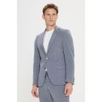 Altınyıldız Classics Erkek Gri Slim Fit Mono Yaka Beli Bağlamalı Gofre Desenli Takım Elbise - 6 Drop - 54