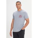Altınyıldız Classics Erkek Gri Standart Fit Normal Kesim %100 Pamuk Baskılı Bisiklet Yaka Tişört - 2XL