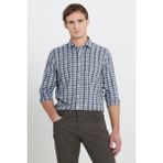 Altınyıldız Classics Erkek Haki-Beyaz %100 Pamuk Oxford Slim Fit Dar Kesim Klasik Yaka Kareli Gömlek - Haki - Beyaz