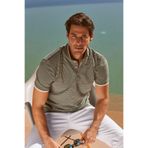 ALTINYILDIZ CLASSICS Erkek Haki-Beyaz Slim Fit Dar Kesim Pamuklu Çizgili Polo Yaka Tişört