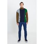 Altınyıldız Classics Erkek Haki-lacivert Oversize Fit Bol Kesim Tam Balıkçı Yaka Şardonlu Yumuşak Dokulu Triko Kazak - Haki - Lacivert