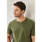 ALTINYILDIZ CLASSICS Erkek Haki Pamuklu Slim Fit Dar Kesim Bisiklet Yaka Esnek Tişört