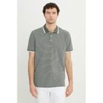 ALTINYILDIZ CLASSICS Erkek Haki Pamuklu Slim Fit Dar Kesim Polo Yaka Çizgili Tişört