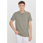 Altınyıldız Classics Erkek Haki Pamuklu Slim Fit Dar Kesim Polo Yaka Jakarlı Esnek Tişört