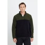 Altınyıldız Classics Erkek Hakı-sıyah Anti-pilling Tüylenme Yapmayan Standart Fit Dik Yaka Içi Polarlı Polar Sweatshirt - Haki