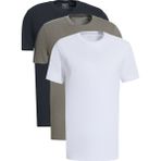 Altınyıldız Classics Erkek Haki-siyah-beyaz Slim Fit Bisiklet Yaka 3'lü %100 Pamuk Basic Tişört Paketi - Haki - Siyah - 3XL