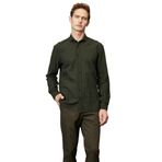 ALTINYILDIZ CLASSICS-Erkek Haki Slim Fit Dar Kesim Italyan Yaka%100 Pamuk Gofre Gömlek