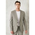ALTINYILDIZ CLASSICS Erkek Haki Slim Fit Dar Kesim Mono Yaka Armürlü Klasik Takım Elbise - 46 - 6 Drop