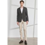 ALTINYILDIZ CLASSICS Erkek Haki Slim Fit Dar Kesim Mono Yaka Kazayağı Desenli Blazer Ceket - 54