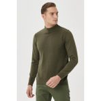 ALTINYILDIZ CLASSICS Erkek Haki Standart Fit Normal Kesim Yarım Balıkçı Yaka Pamuklu Triko Kazak,3XL