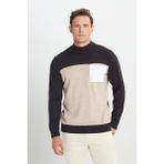 ALTINYILDIZ CLASSICS Erkek Kahve-Bej Standart Fit Normal Kesim Yarım Balıkçı Yaka Triko Kazak - Kahve - Bej - 2XL