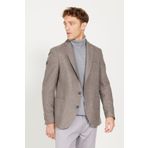 ALTINYILDIZ CLASSICS Erkek Kahve-mavi Slim Fit Dar Kesim Mono Yaka Desenli Yünlü Blazer Ceket