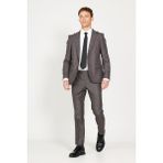 Altınyıldız Classics Erkek Kahverengi Ekstra Slim Fit Dar Kesim Kırlangıç Yaka Tweet Desenli Takım Elbise - 6 Drop - 46