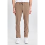 ALTINYILDIZ CLASSICS Erkek Kahverengi Keten Slim Fit Dar Kesim Beli Bağlamalı Yan Cepli Casual Pantolon