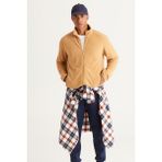 Altınyıldız Classics Erkek Karamel Anti-pilling Tüylenme Yapmayan Standart Fit Dik Bato Yaka Sweatshirt Polar Ceket - Camel