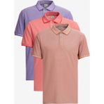 Altınyıldız Classics Erkek Kiremit-nar Çiçeği-mor 3'lü Çekmeyen Pamuklu Slim Fit Kıvrılmaz Polo Yaka Tişört