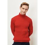 ALTINYILDIZ CLASSICS Erkek Kırmızı Standart Fit Normal Kesim Tam Balıkçı Yaka Triko Kazak - XL
