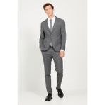 ALTINYILDIZ CLASSICS Erkek Koyu Gri Slim Fit Dar Kesim Kırlangıç Yaka Çizgili Takım Elbise - 58 / 6