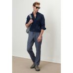 Altınyıldız Classics Erkek Koyu Lacivert Slim Fit Dar Kesim Düğmeli Yaka Pamuklu Oxford Gömlek