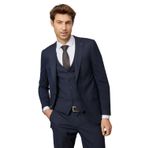 ALTINYILDIZ CLASSICS Erkek Koyu Lacivert Slim Fit Dar Kesim Mono Yaka Desenli Yelekli Takım Elbise, Koyu Lacivert, 46-6 Drop