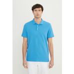 ALTINYILDIZ CLASSICS Erkek Koyu Mavi Pamuklu Slim Fit Dar Kesim Polo Yaka Jakarlı Esnek Tişört