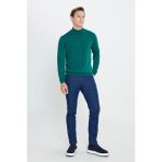 ALTINYILDIZ CLASSICS Erkek Koyu Yeşil Tüylenme Yapmayan Standart Fit Normal Kesim Yarım Balıkçı Yaka Triko Kazak,2XL