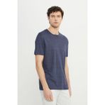 Altınyıldız Classics Erkek Lacivert %100 Keten Slim Fit Dar Kesim Bisiklet Yaka Tişört