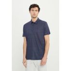 Altınyıldız Classics Erkek Lacivert %100 Keten Slim Fit Dar Kesim Polo Yaka Tişört