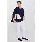 Altınyıldız Classics Erkek Lacivert %100 Pamuk Triko Sweatshirt Uzun Kollu Slim Fit Dar Kesim Polo Yaka Jakarlı - 2XL