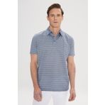 ALTINYILDIZ CLASSICS Erkek Lacivert-Ekru Regular Fit Rahat Kesim%100 Pamuk Çizgili Polo Yaka Tişört, Lacivert-Ekru, 2XL
