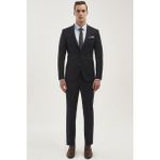 ALTINYILDIZ CLASSICS Erkek Lacivert Ekstra Slim Fit Dar Kesim Kırlangıç Yaka Yünlü Su ve Leke Tutmayan Nano Takım Elbise - 46 - 6 Drop