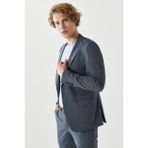 ALTINYILDIZ CLASSICS Erkek Lacivert-Gri Ekstra Slim Fit Dar Kesim Kırlangıç Yaka Kareli Klasik Takım Elbise - 6 Drop - 46 - Lacivert - Gri