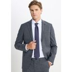 Altınyıldız Classics Erkek Lacivert-Gri Slim Fit Dar Kesim Kazayağı Desenli Takım Elbise - Lacivert - Gri - 6 Drop - 46
