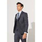 ALTINYILDIZ CLASSICS Erkek Lacivert-Gri Slim Fit Dar Kesim Mono Yaka Desenli Yünlü Yelekli Takım Elbise - Lacivert - Gri - 46 - 6 Drop