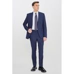 ALTINYILDIZ CLASSICS Erkek Lacivert-Mavi Slim Fit Dar Kesim Mono Yaka Desenli Takım Elbise