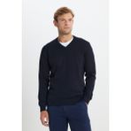 Altınyıldız Classics Erkek Lacivert Pamuklu Standart Fit Normal Kesim V Yaka Basic Triko Kazak - 2XL