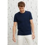 ALTINYILDIZ CLASSICS Erkek Lacivert Slim Fit Dar Kesim Bisiklet Yaka %100 Pamuk Tişört